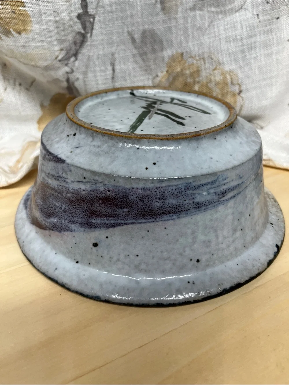 Handmade John Shedd American Ceramic Serving Bowl in Cream and Blue